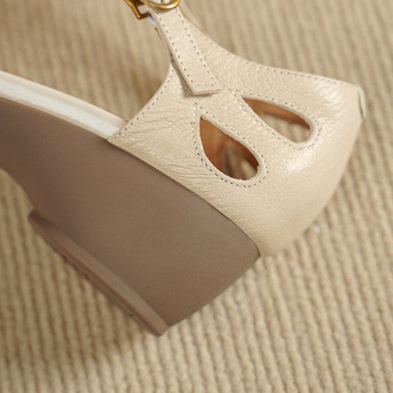 Marianne | Cutwork Leather Ankle-Strap Heels
