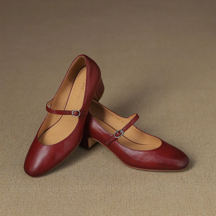 Theodora | Strap Leather Block Heels