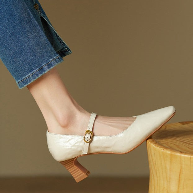 Cognac Tan Patrice Mary-Jane pumps styled for work