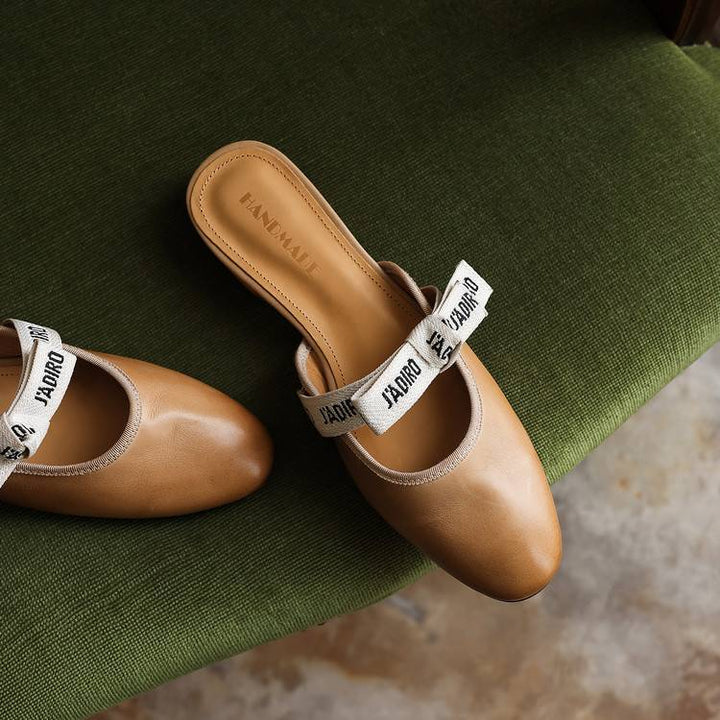 Adele | Bow Leather Heeled Mules