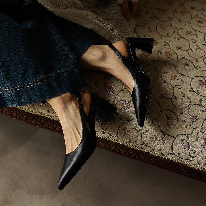 Arlene | Pointed Leather Slingback Heels