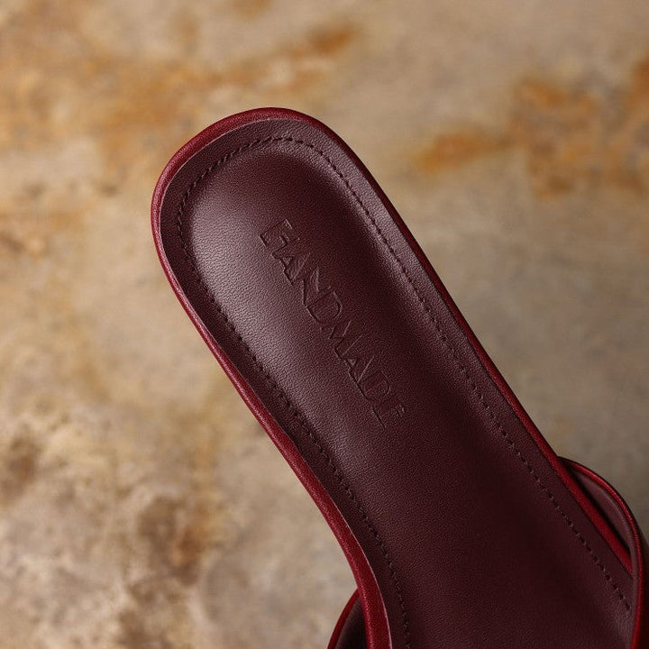 Nadine | Square-Toe Leather Wedge Mules