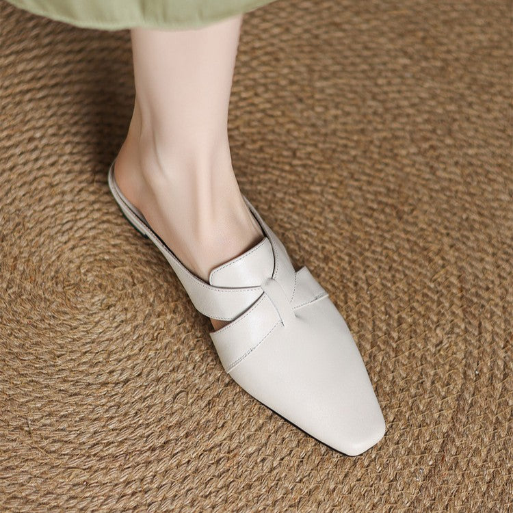 Carmen mules, front view in Ivory Cream