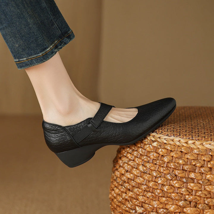 Suzanne | Leather Mary-Jane Wedge Heels