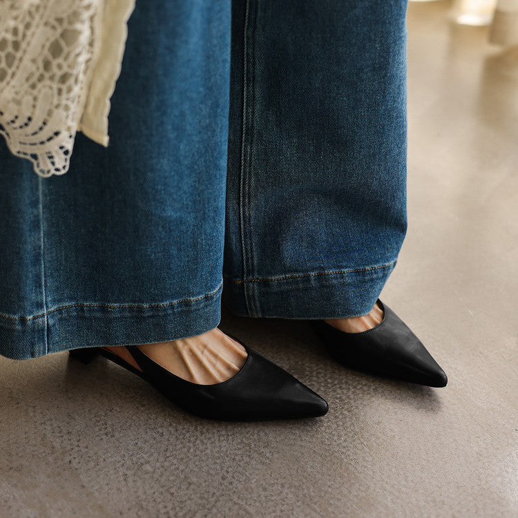 Nora pointed leather slingback heels, full pair view
