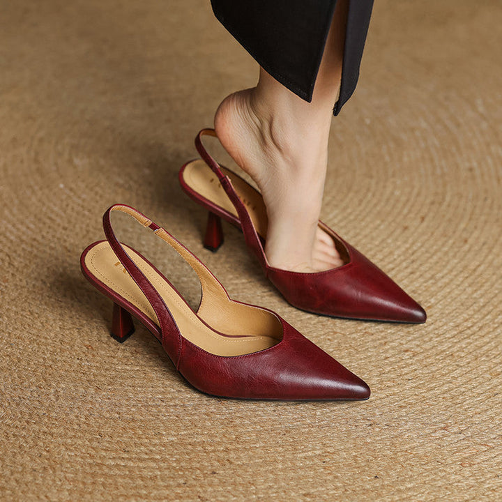 Lucinda heels, close-up of sculpted pointed toe