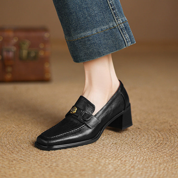 Cocoa Brown Sylvie loafer pumps photographed from above