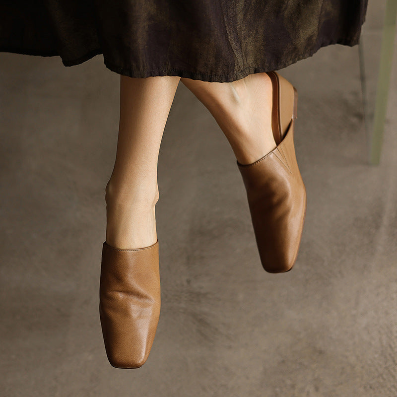 Genevieve leather wedge mule, three-quarter view