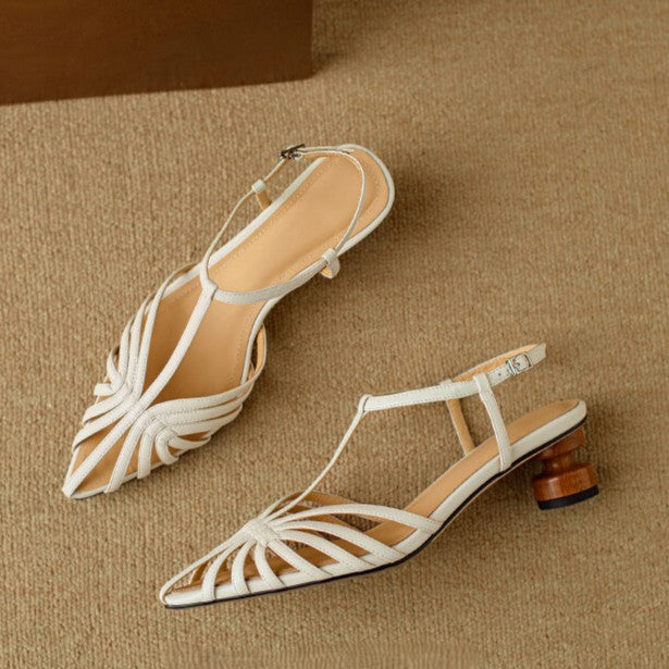 Patricia | Woven T-Strap Heels