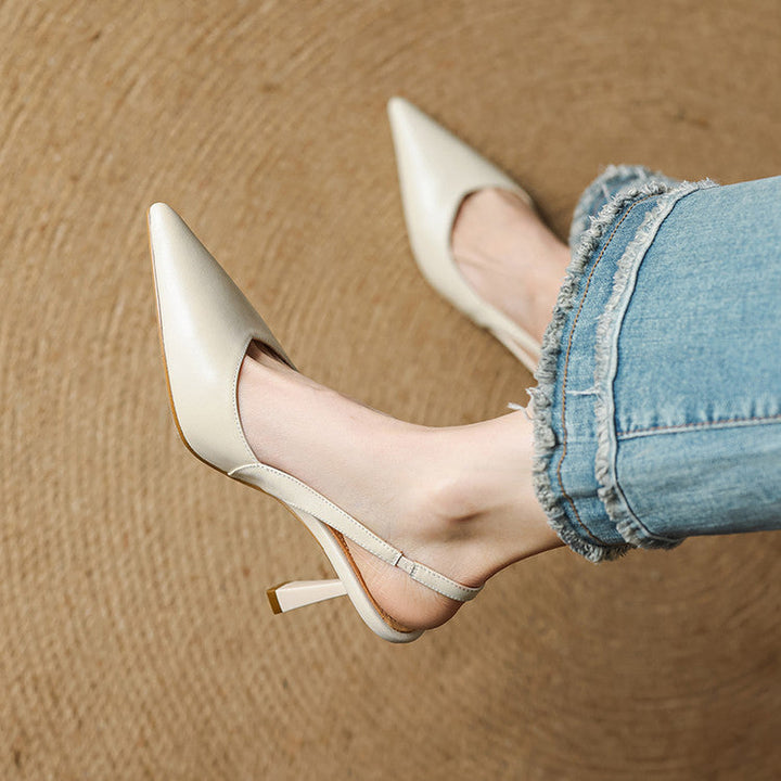 Lucinda | Pointed Leather Slingback Heels