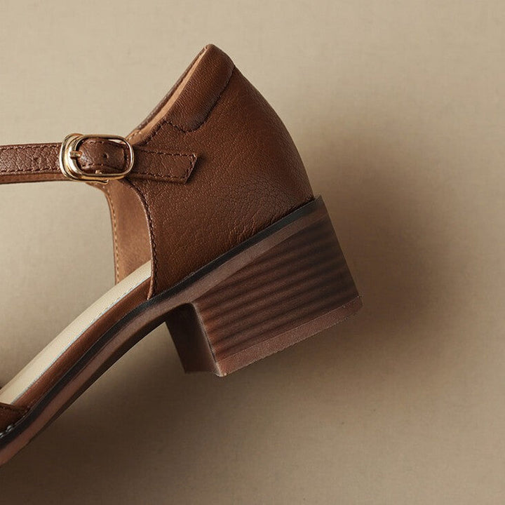 Geraldine T-bar heels worn with a midi skirt