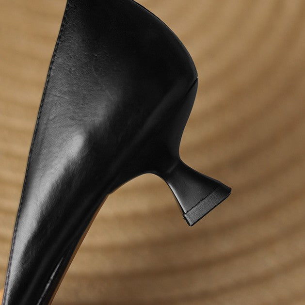 Vivian | Pointed Leather Kitten Heels