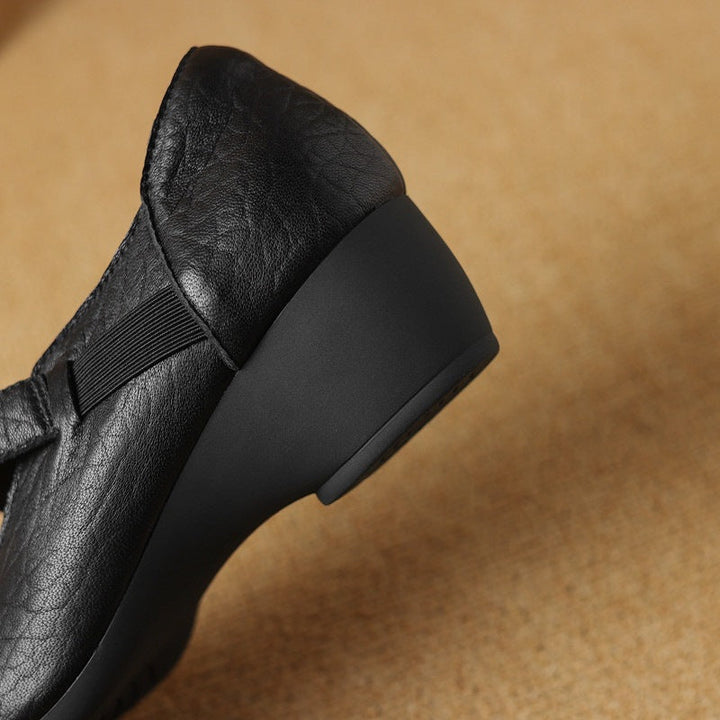 Suzanne | Leather Mary-Jane Wedge Heels