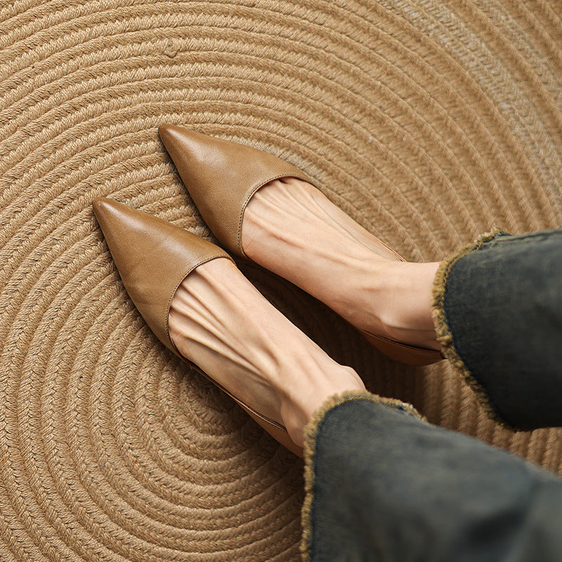 Vivian | Pointed Leather Kitten Heels