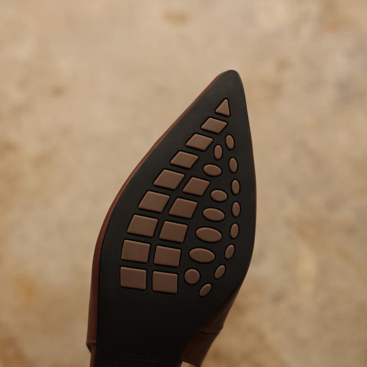 Nora | Pointed Leather Slingback Heels