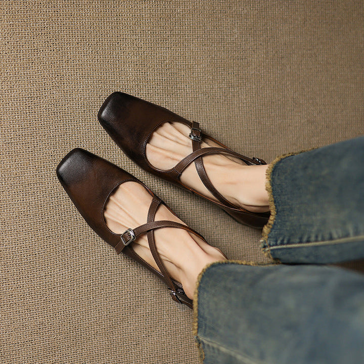 Marvane Leather Kitten Heels