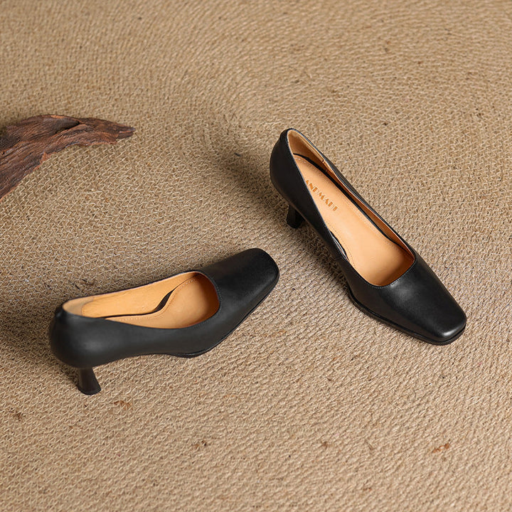 Lorena | Square-Toe Leather Pumps
