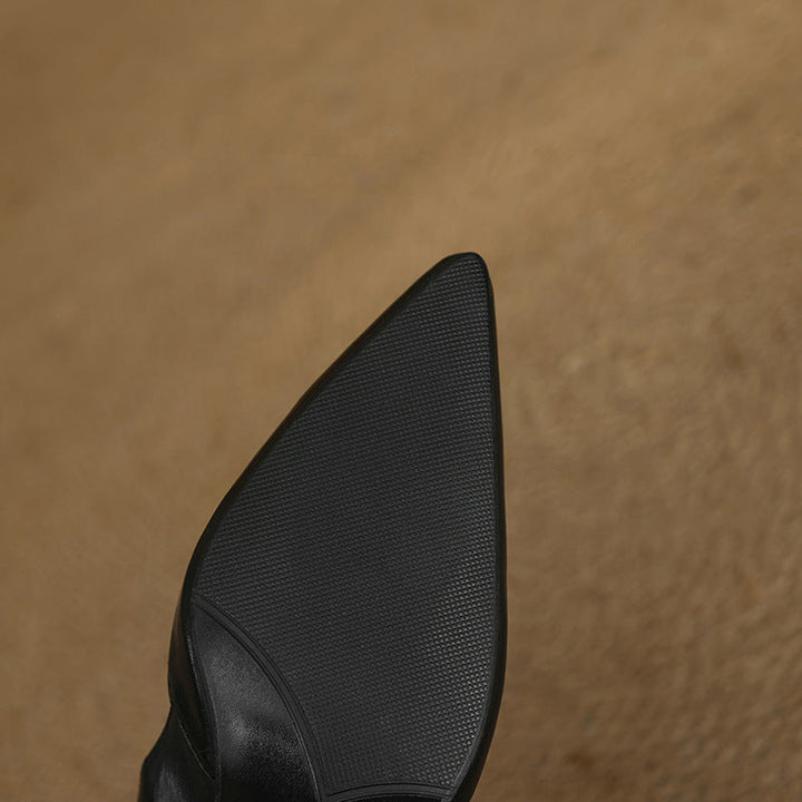 Gretchen | Pointed Leather Mid-Heel Pumps
