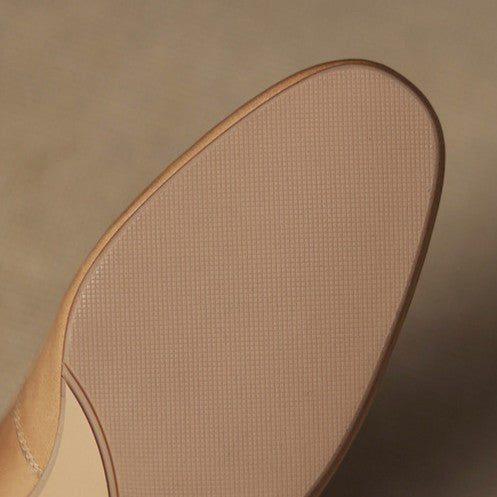 Women's pointed leather block heels, front view
