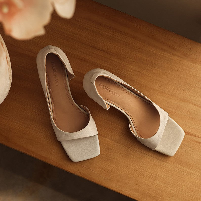 Juliette | Square-Toe Leather Heeled Sandals