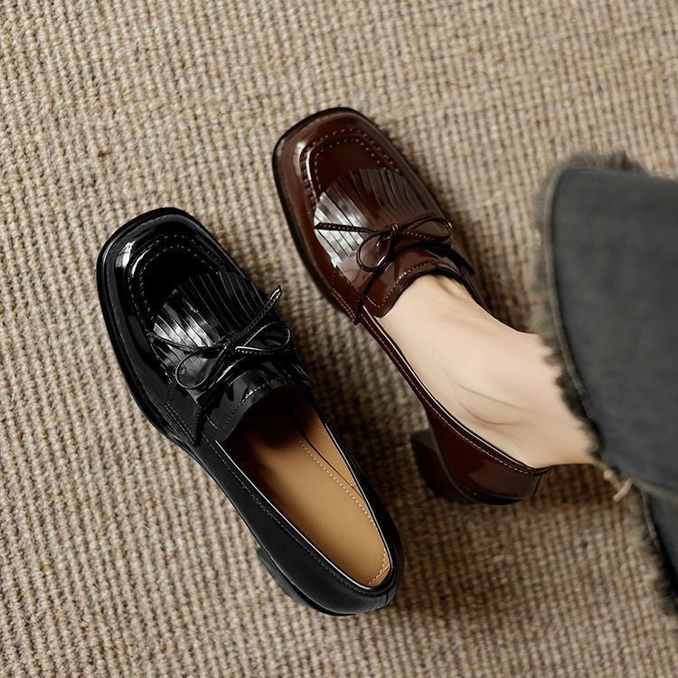 Tabitha | Fringe Leather Loafer Pumps