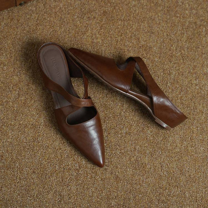 Harriet cross-strap leather mules, full pair view