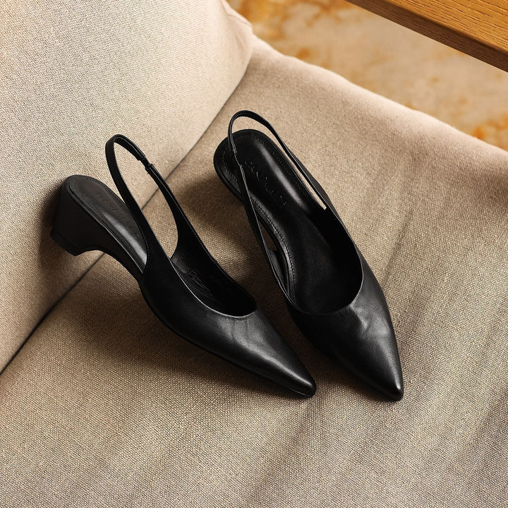 Diana sculpted leather slingback heels, full pair view