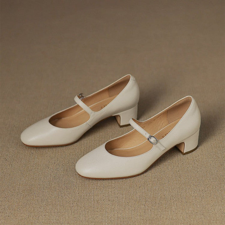 Theodora | Strap Leather Block Heels