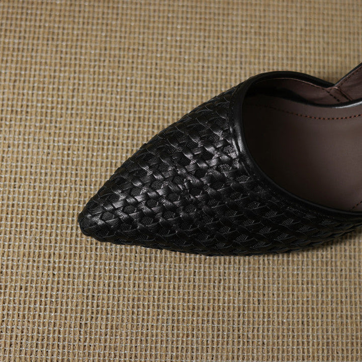 Rosanne woven leather pointed heels, both colors side by side
