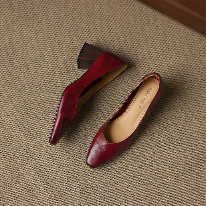 Katharine | Square-Toe Leather Pumps