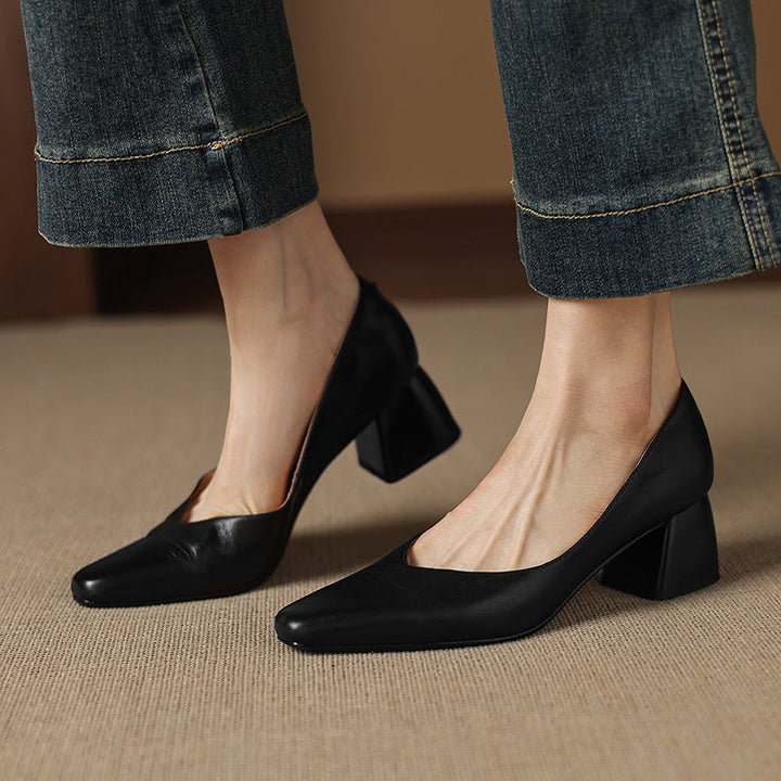 Katharine | Square-Toe Leather Pumps