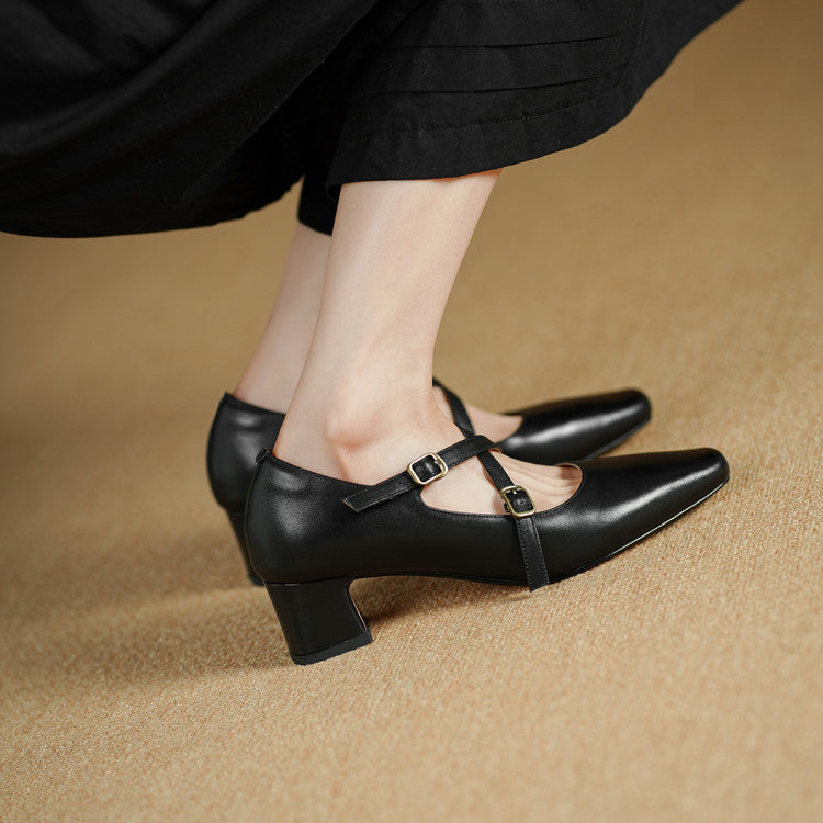 Deborah | Cross-Strap Leather Mary-Jane Heels