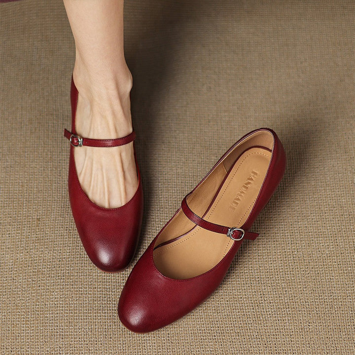 Theodora | Strap Leather Block Heels