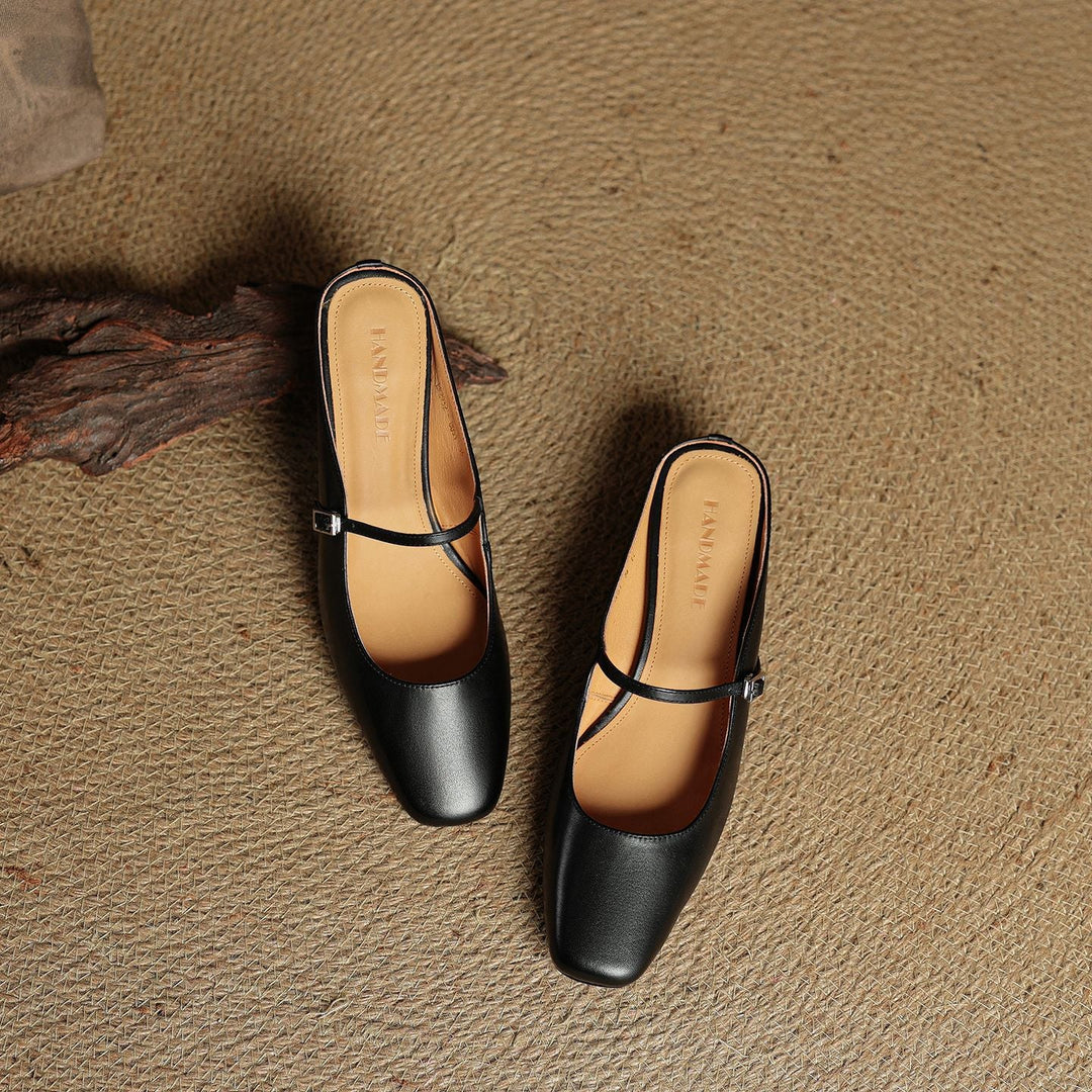 Florence | Square-Toe Leather Block Mules