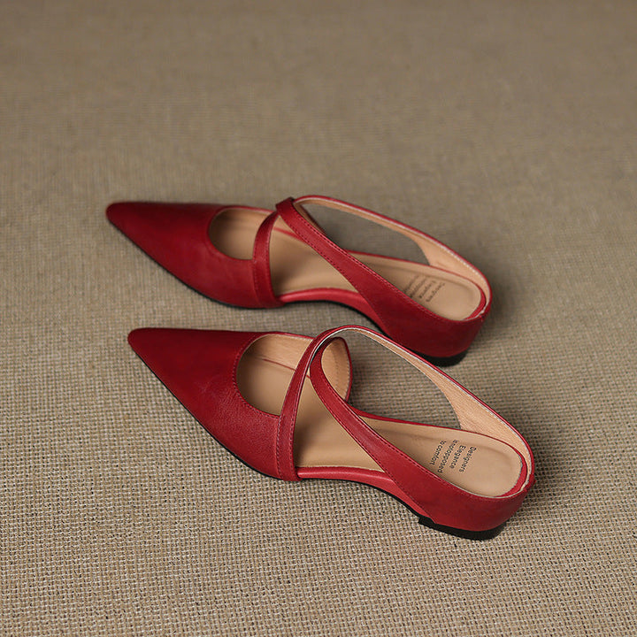 Ingrid mules, detail of pointed toe