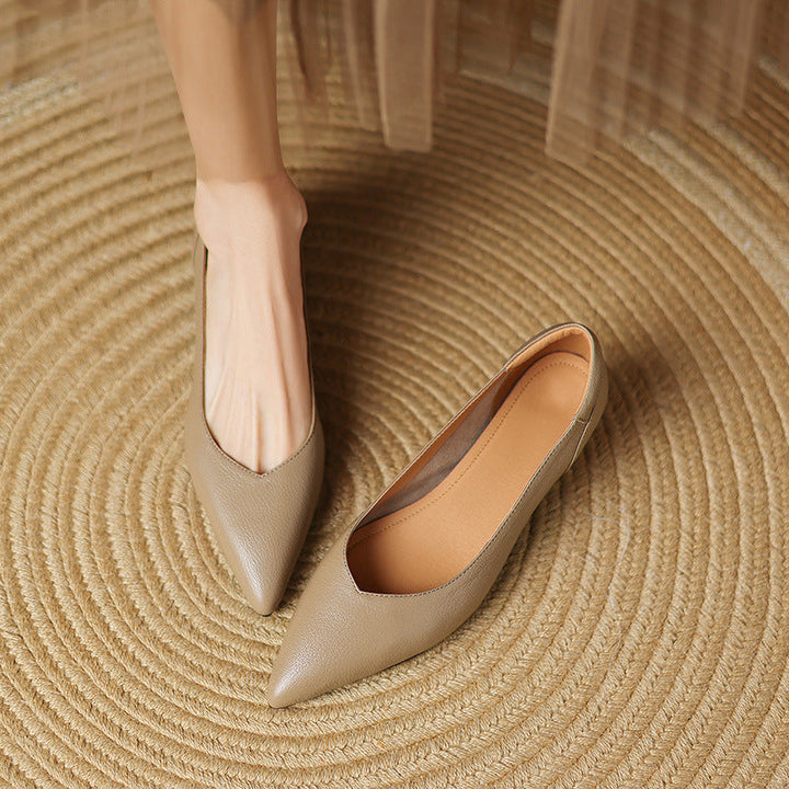 Close-up of supple lambskin leather on a sculpted pump