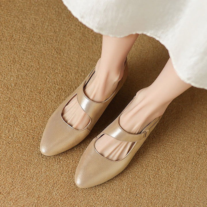 Espresso Brown leather Mary-Jane wedge, side view of 1.75-inch wedge