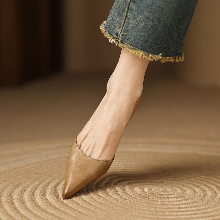 Vivian | Pointed Leather Kitten Heels