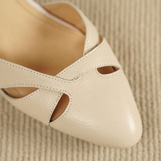 Sole and heel detail of Marianne cutwork leather heels