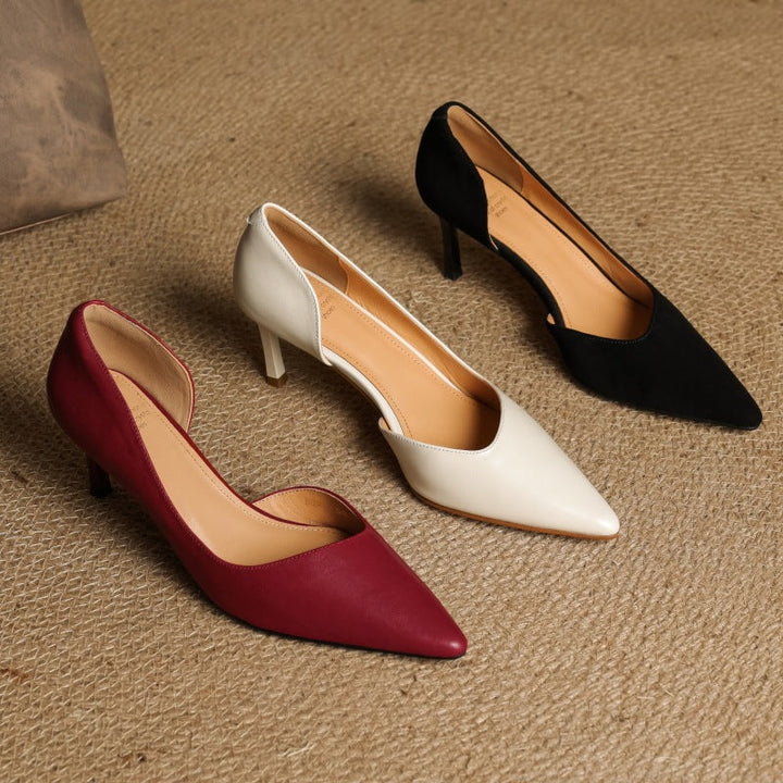 Maxine | Pointed Leather d'Orsay Pumps