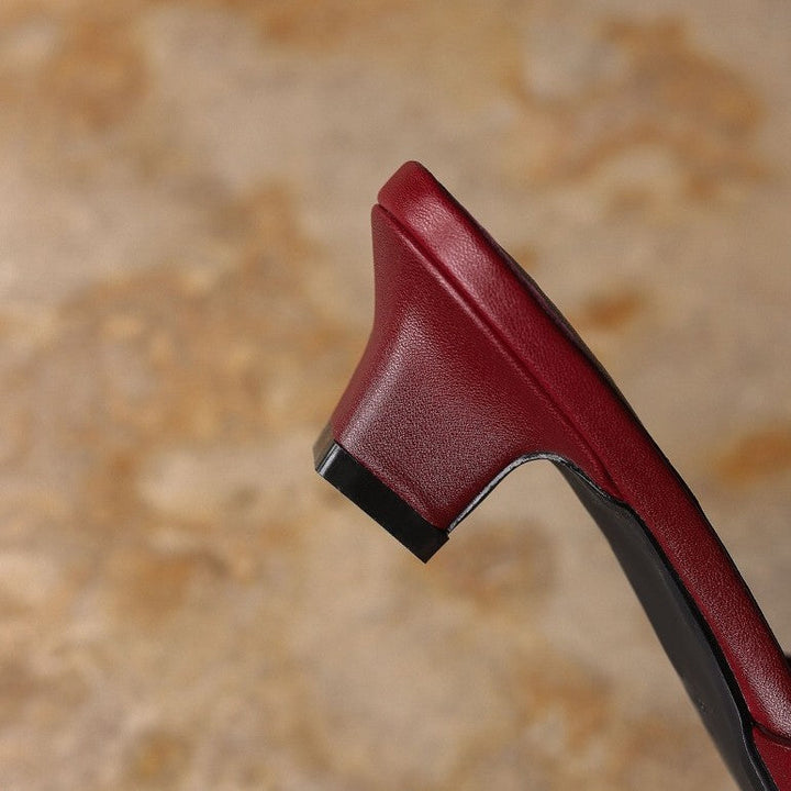 Nadine | Square-Toe Leather Wedge Mules