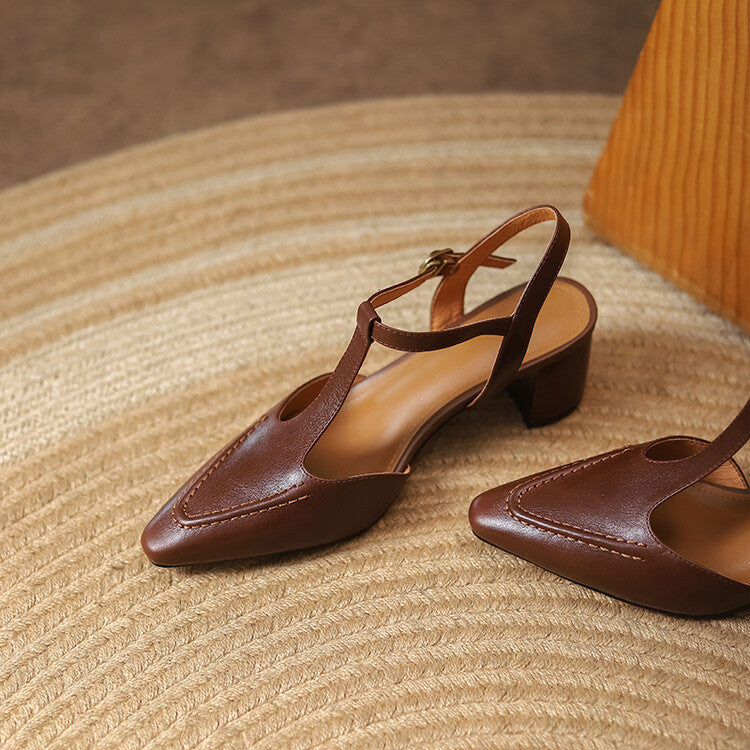 Paulette heels, detail of T-bar strap