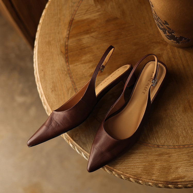 Nora | Pointed Leather Slingback Heels