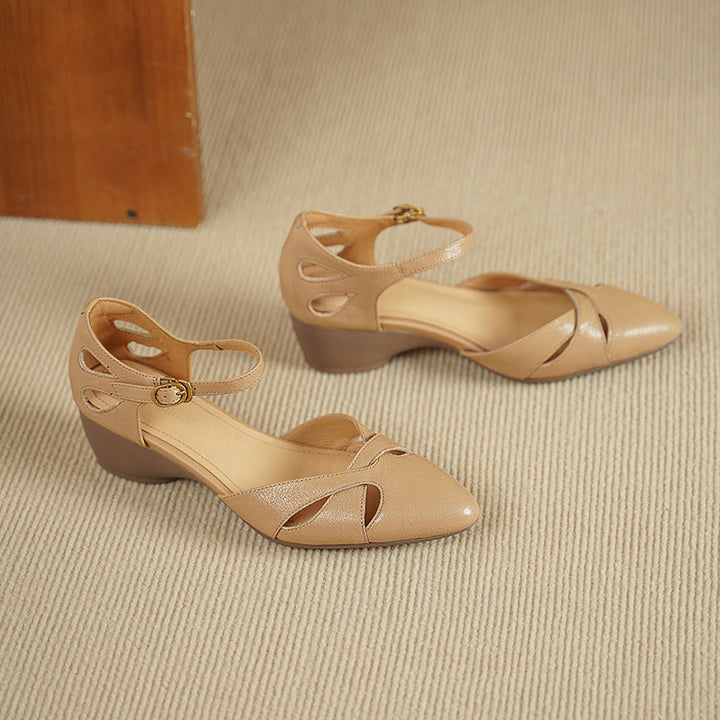 Oat Ivory Marianne cutwork heels styled for the office
