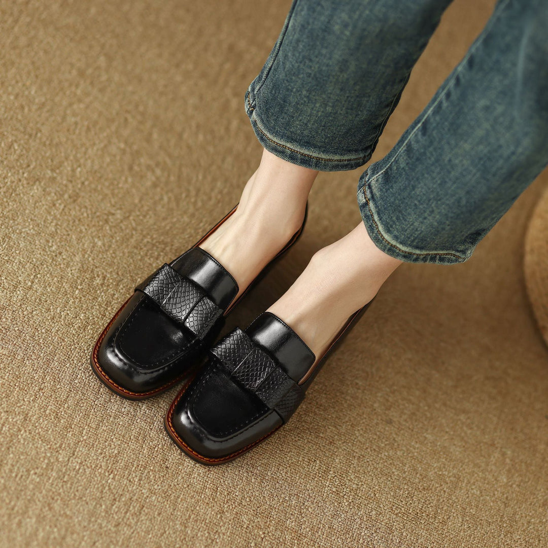 Colette | Bow Leather Loafer Pumps