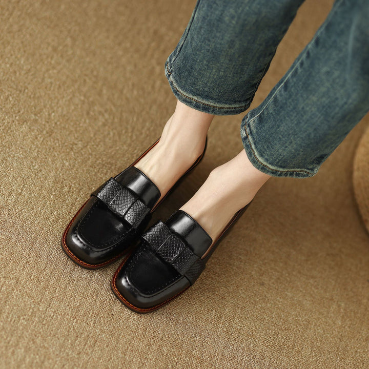 Colette | Bow Leather Loafer Pumps