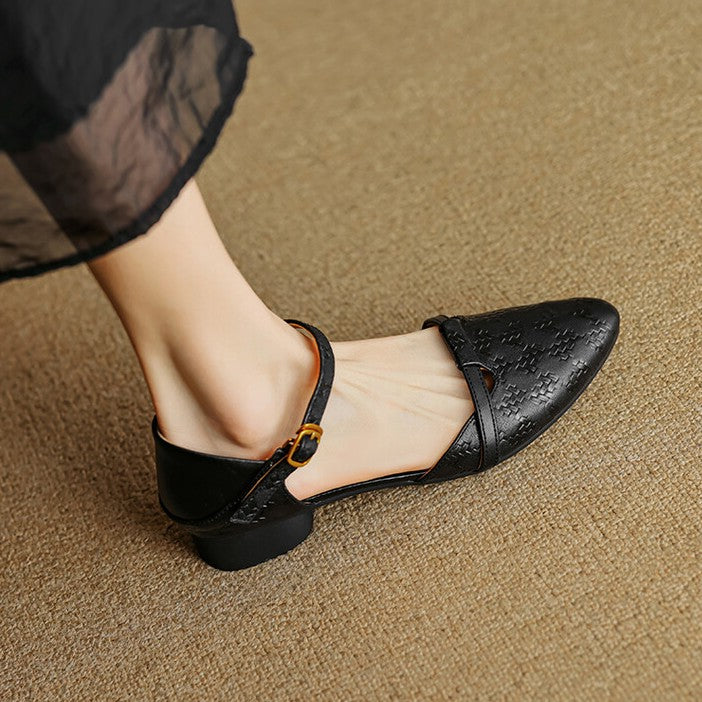 Cynthia | Woven Leather Mary-Janes