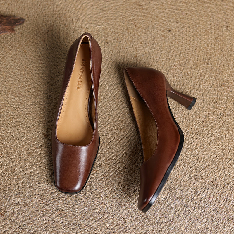 Lorena | Square-Toe Leather Pumps