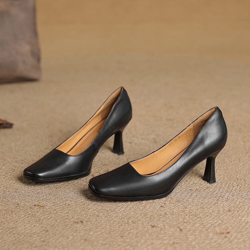 Lorena | Square-Toe Leather Pumps