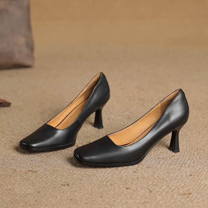 Lorena | Square-Toe Leather Pumps